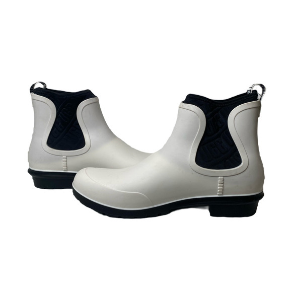 UGG Chelsea Style White Rubber Boots Size 9 - New without Box - Picture 1 of 7